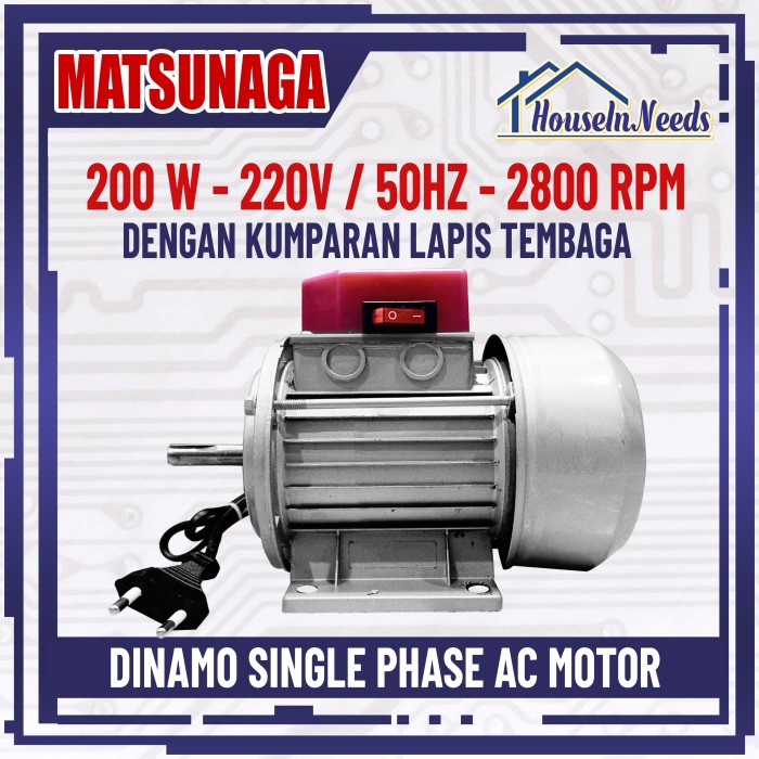 DINAMO SINGLE PHASE AC MOTOR (200W - 220V - 2800RPM)