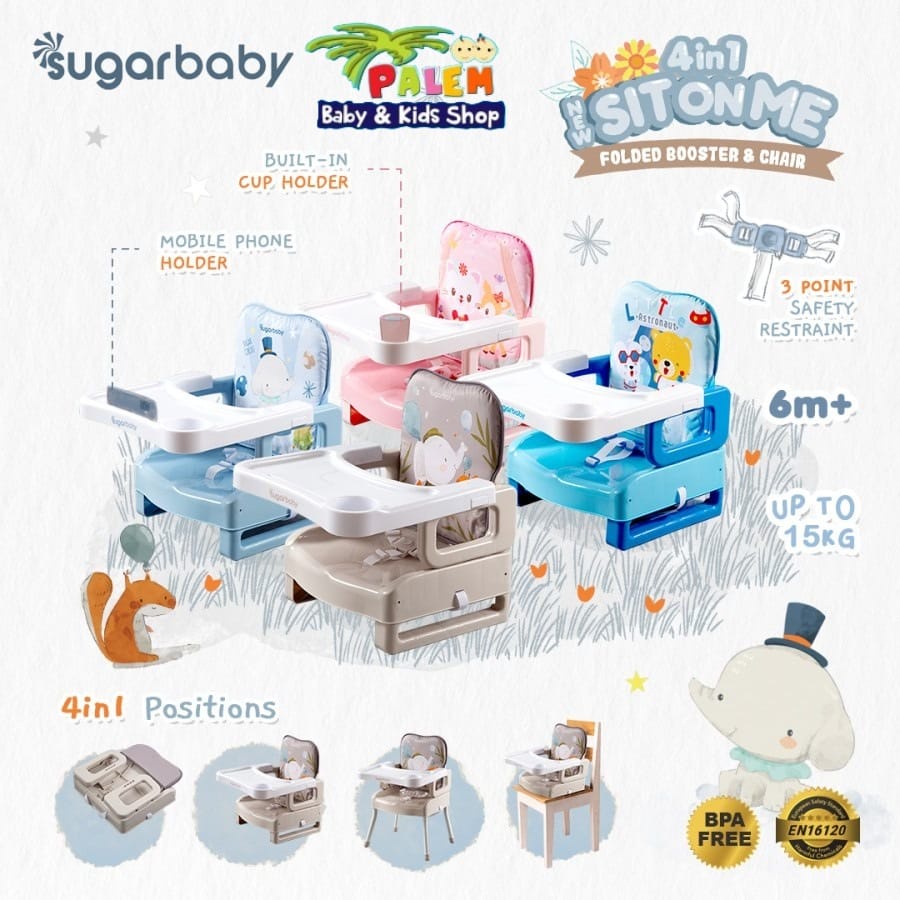 SugarBaby 4in1 SitOnMe Folded Booster &amp; Chair / Sugar Baby Hello Bear Booster Seat / Kursi Makan Bayi / Baby Chair