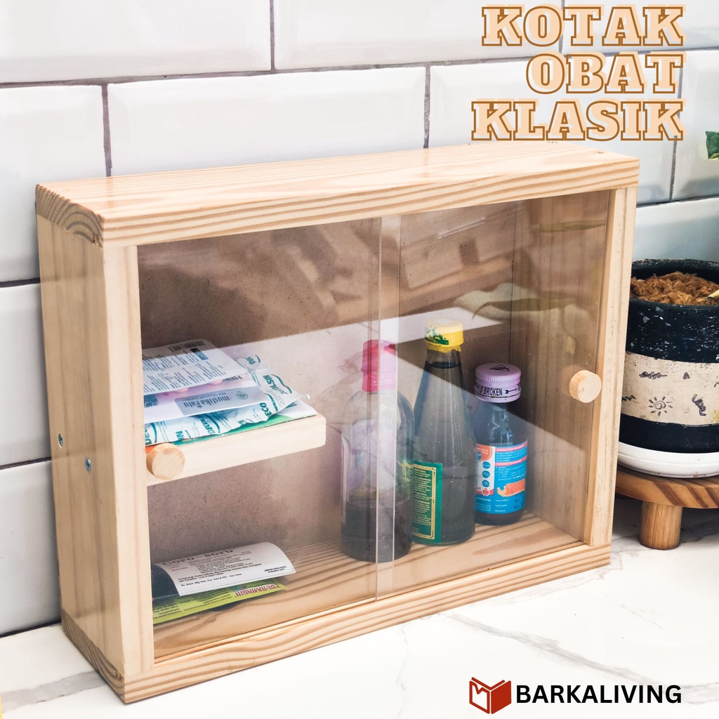 Kotak Obat Klasik Kayu P3K Medical Box Storage