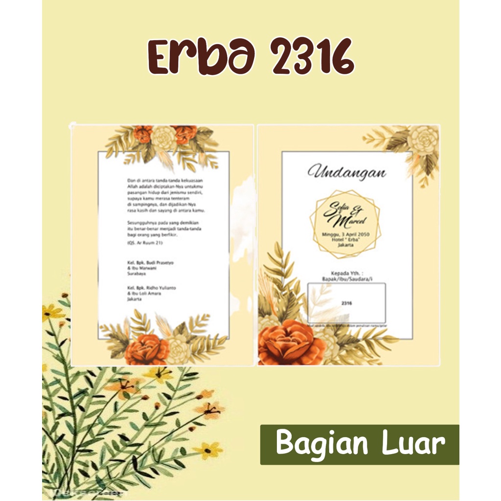 Blangko Undangan Pernikahan ERA BARU / ERBA 2316 UNDANGAN KOSONGAN HARGA PER 1 PCS HARGA MURAH DAN B