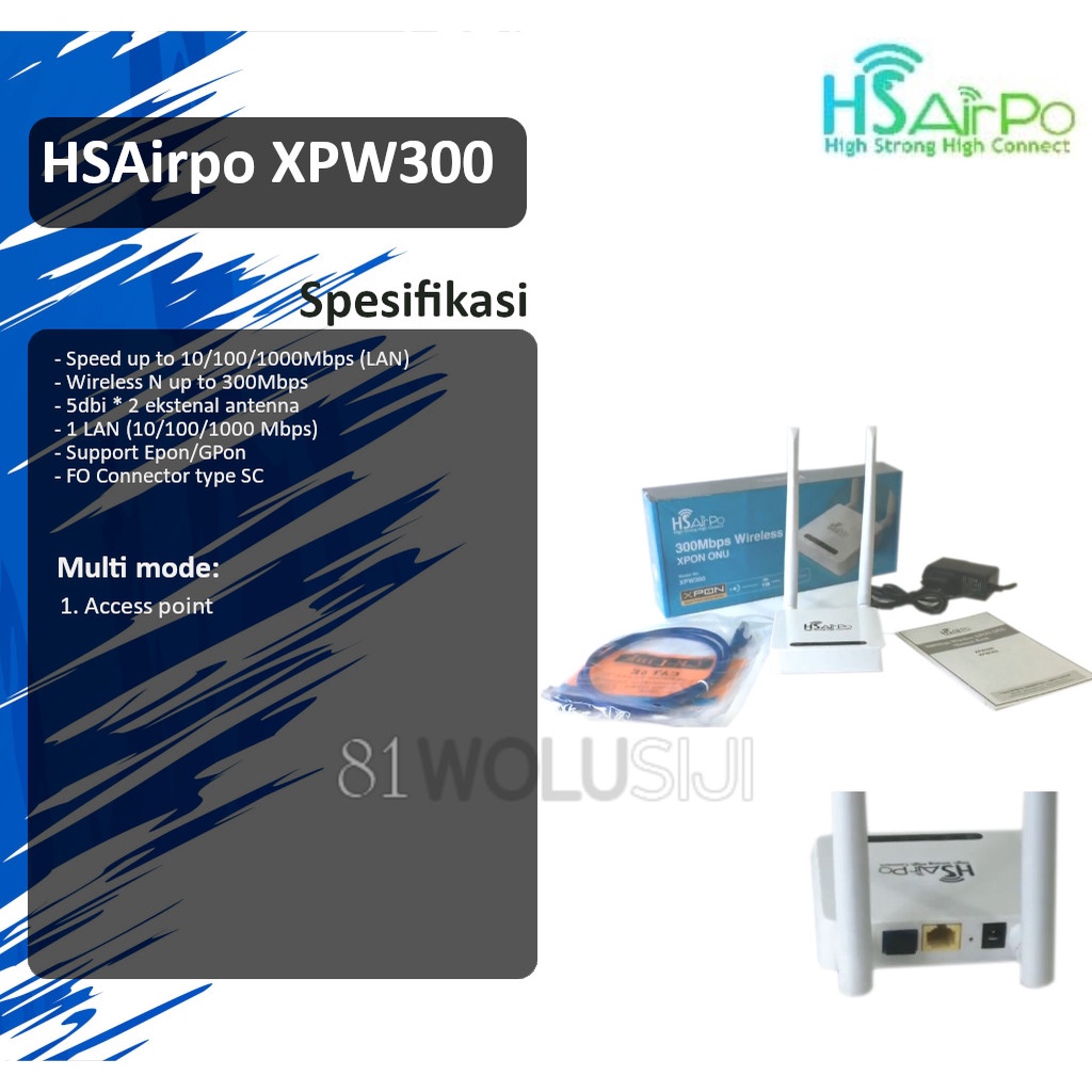 HSAIRPO XPW300 Wireless N 300Mbps XPON ONU/ONT