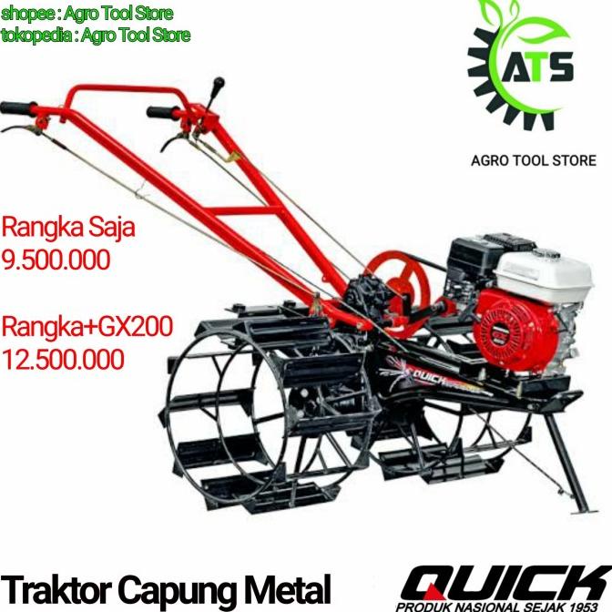 Traktor Bajak Sawah Quick Capung Metal Engine Honda GP200 Siap Pakai