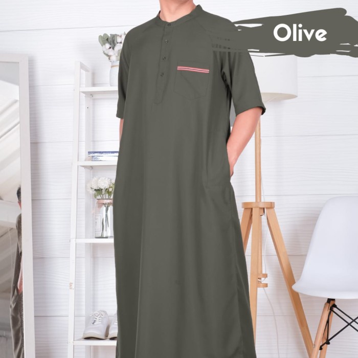 Jubah Pria Jubah Travel Dhikr&Sabr / Gamis Pria / Koko Kurta Muslim - Olive, L terbaru dewasa premiu