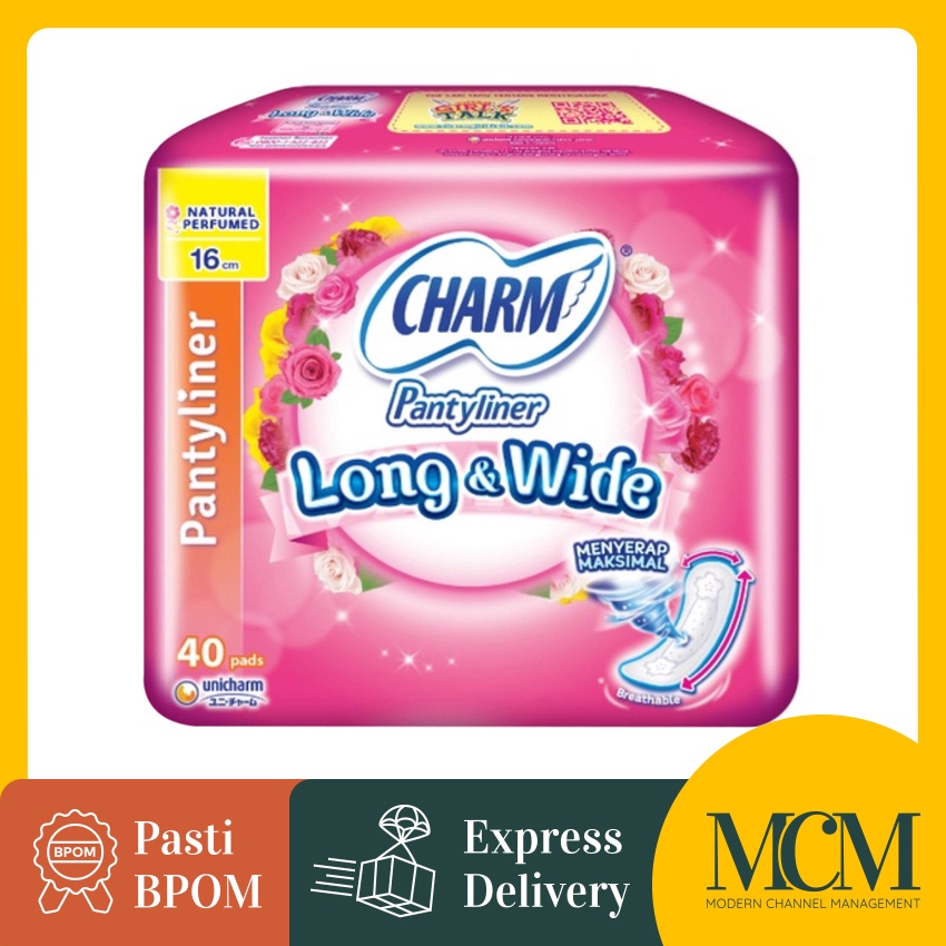 Pembalut Charm Pantyliner Long & Wide Absorbent Fit Parfume - 40 Pads
