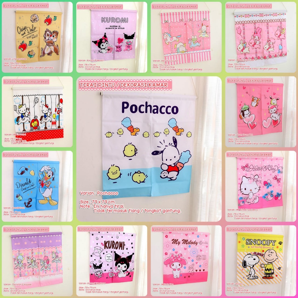 GM- TIRAI PINTU KAMAR HIASAN PINTU MOTIF KARTUN SANRIO HELLO KITTY LITTLE MERMAID DONALD DUCK CINAMO