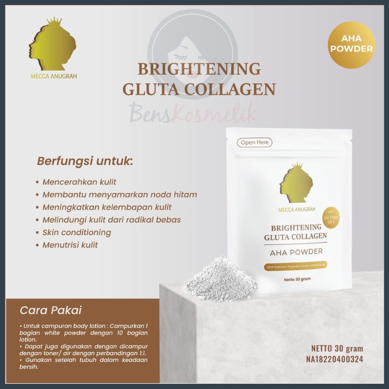 MECCA ANUGRAH BRIGHTENING GLUTA COLLAGEN AHA POWDER