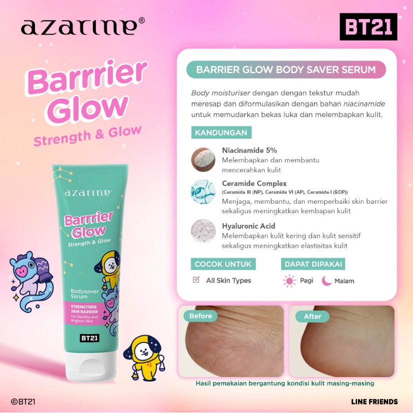 Azarine x BT21 Bodysaver Moisturizer 100ml Body Saver BPOM