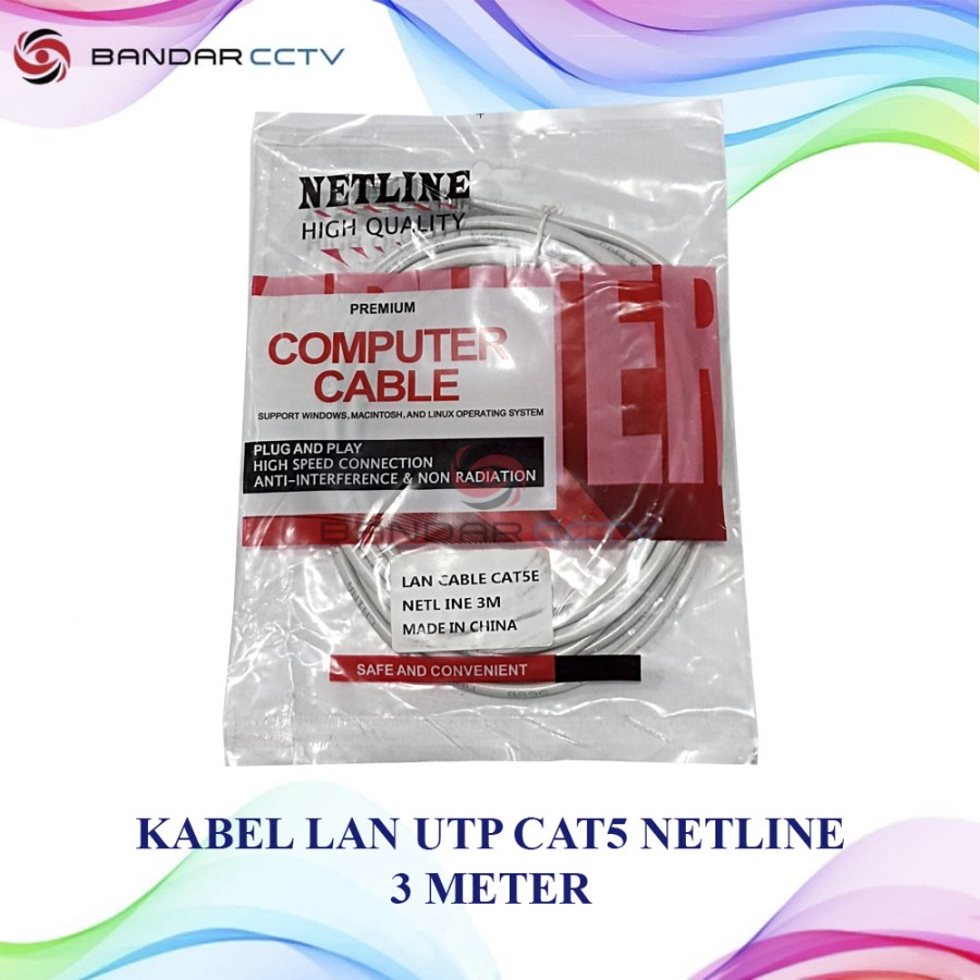 KABEL LAN UTP CAT5E NETLINE 3 METER KABEL KOMPUTER PREMIUM