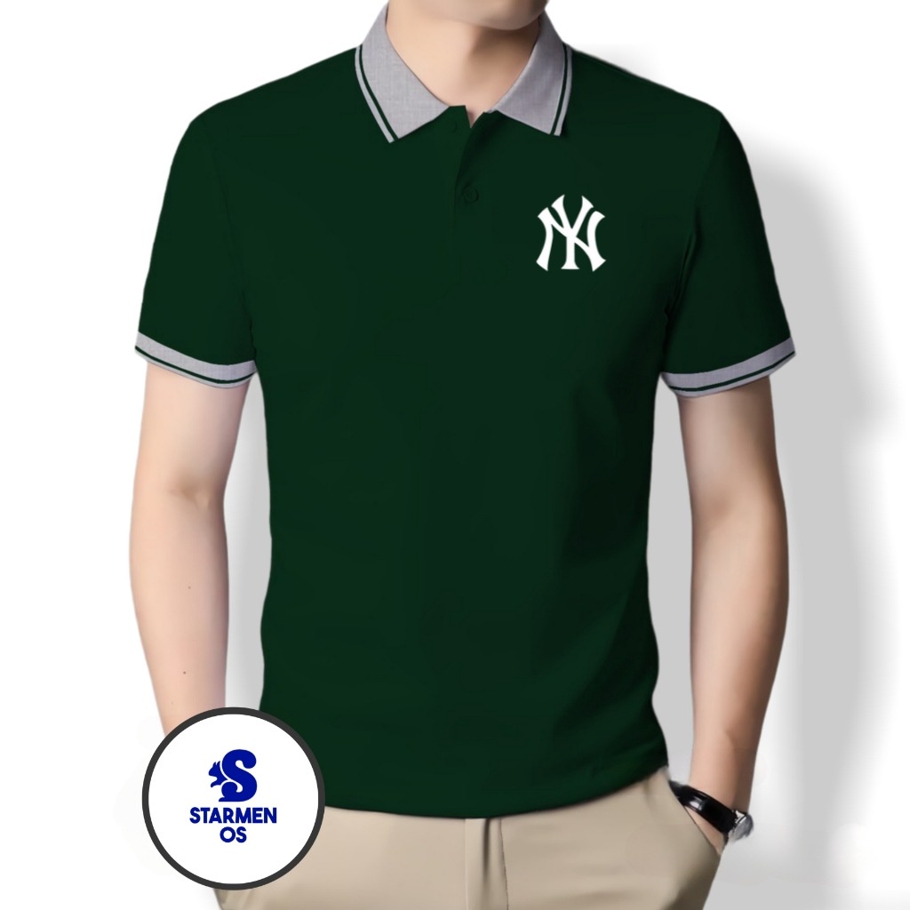 Kaos Wangki Polo Atasan Tshirt Pria Kerah Wangki Big List LOGO NY