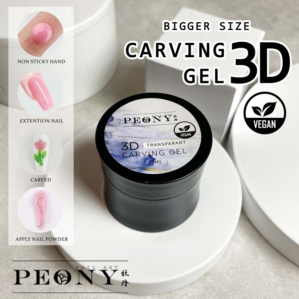 PEONY Vegan Carving Gel / Carve Gel / Hard gel / Builder Gel Non Sticky / Carving Gel 4D