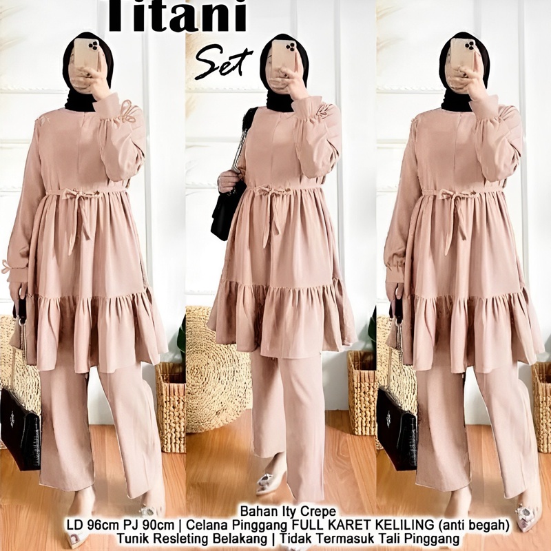 Ramdan Collection - Titani One Set Tunik Wanita Kekinian Jumbo Ld 115 XXXL 3XL Korean Style Hijab Fashion Muslim Kekinian Baju Setelan Wanita Terbaru 2023 Import