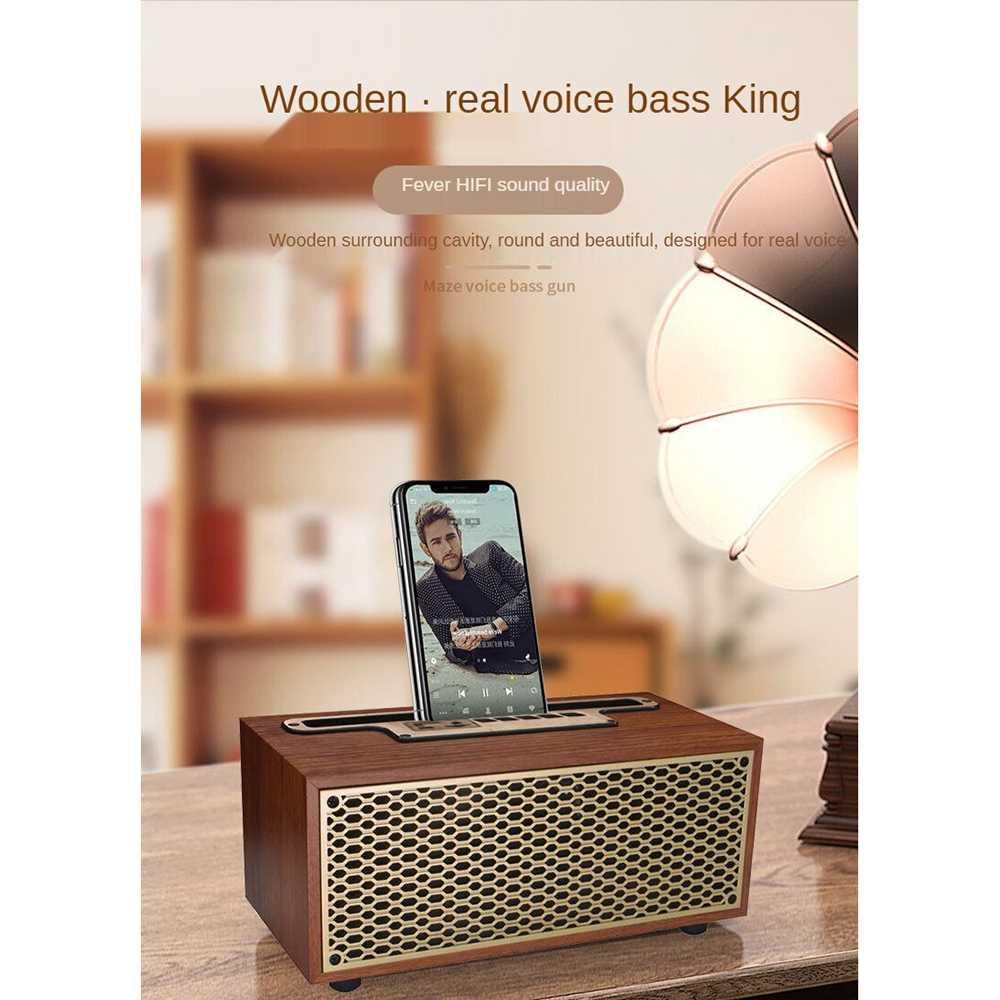 Portable Bluetooth Active Speaker Vintage Wood - XM-5H - Coffee