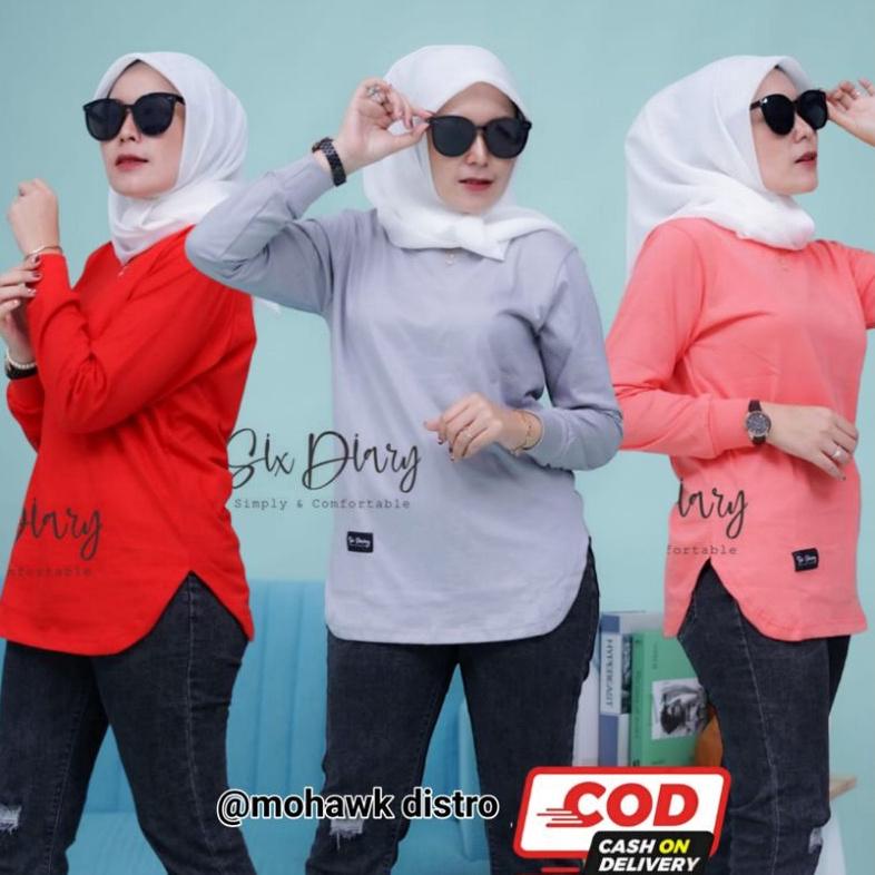 [ART. 2529 Kaos Wanita Model bawah Oval | | Kaos Polos Wanita Lengan Panjang Original Six Diary | Fa