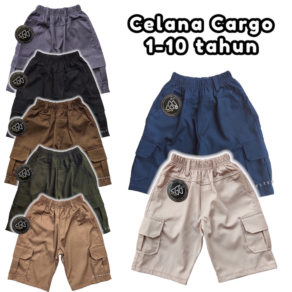 Celana Pendek Cargo Anak 1-10 tahun (Bahan American Drill)