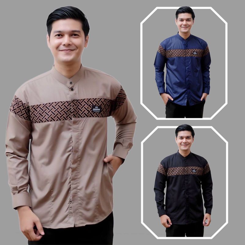 ( TERBARU ) Baju Koko Kurta Dewasa Lengan Panjang Pria Muslim Terbaru Motif Batik katun import