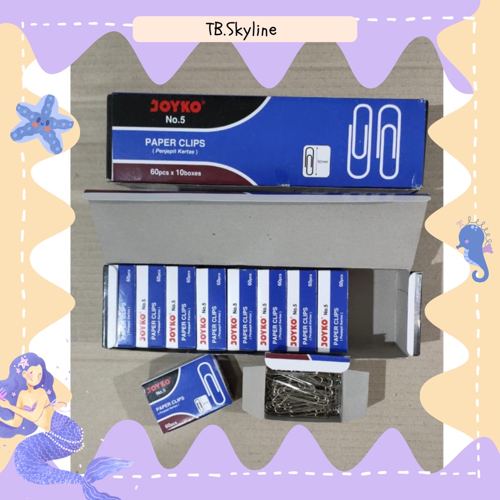 

Paper Clips / Penjepit Kertas Joyko No. 5 per Dus isi 60