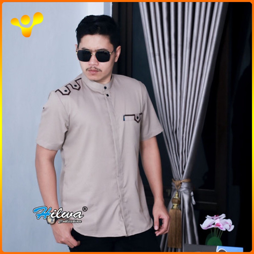HILWA baju koko dewasa lengan pendek ANTI COVID bahan katun toyobo deluxe import