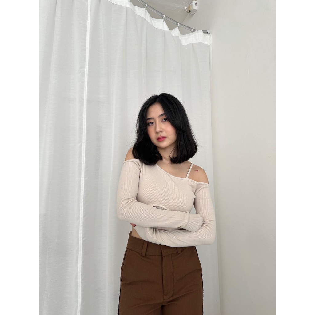 KAREN KNIT TOP - Baju Rajut Wanita / Longsleeve Knit Top / Rib Knit Top Premium / 080 NKD