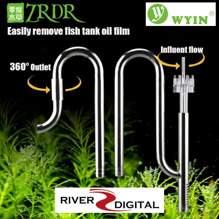 Terlaris Aerator Wyin / Zrdr Lily Pipe Surface Skimmer Upper Stainless Steel 16Mm 16/22