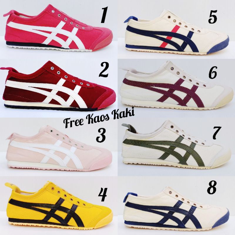 SNEAKERS ONIT SLOP SIZE 36 - 40 SEPATU CASUAL WANITA TANPA TALI KANVAS CREAM MERAH MAROON