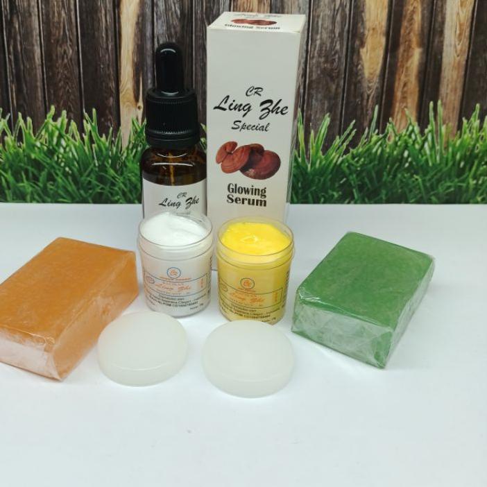 Terlaris PAKET CREAM LING ZHI / LING SHI / LING CHIE 4in1[Cream siang&malam+Sabun+SERUM] ??