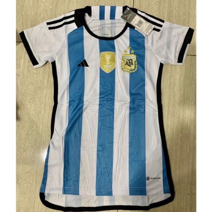 (BINTANG 3) LADIES / CEWEK JERSEY BOLA ARGENTINA HOME WORLD CUP 2022