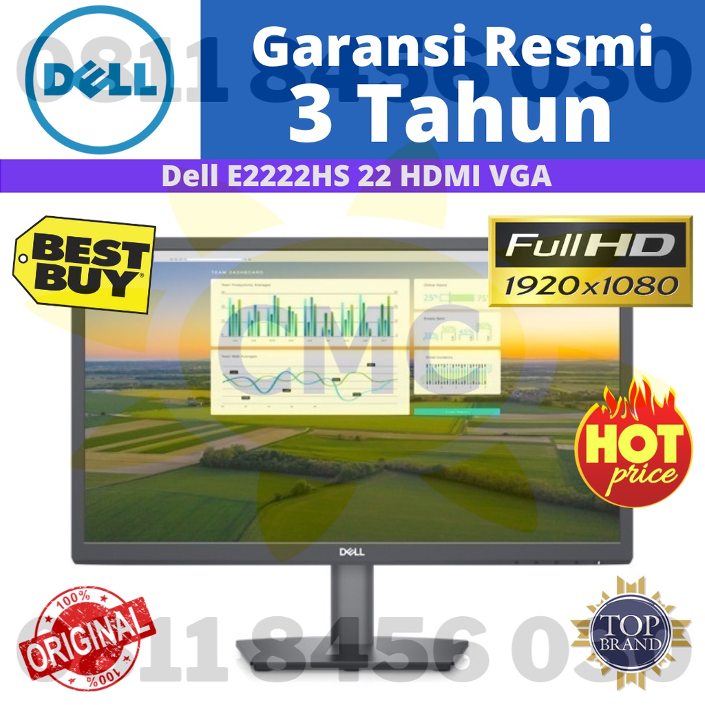 Monitor Dell E2222HS 22 FHD VA Panel HDMI VGA Display Port