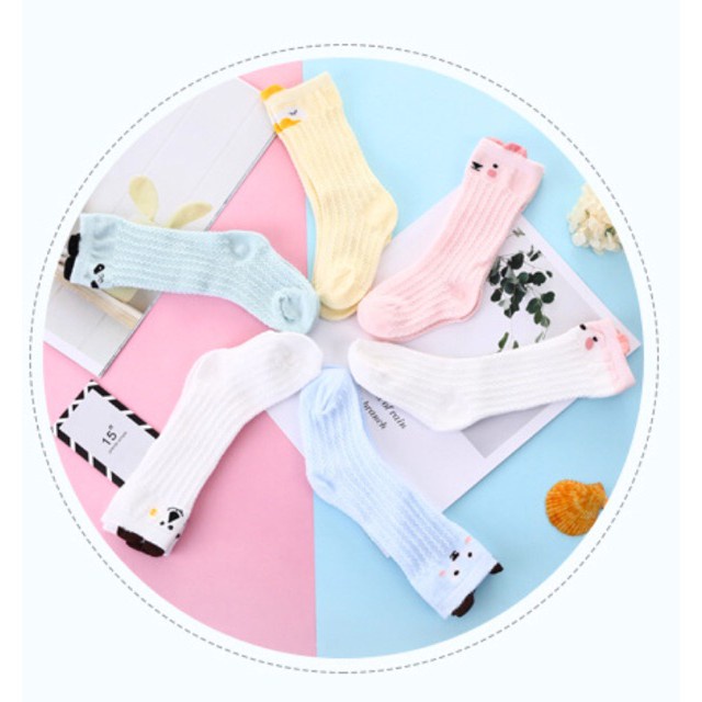 MMM  Kaos Kaki Bayi Panjang Karakter Hewan 6474 Kaos Kaki Anak Perempuan Laki Laki Motif Animal Lucu Bahan Jaring Baby Socks Kids Cute Unik Anti Slip Murah Import