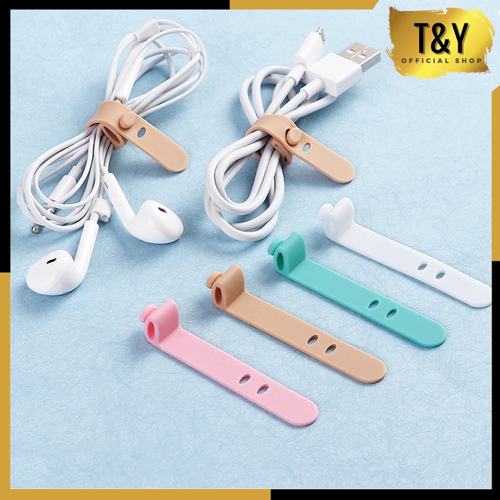 T&amp;Y Pengikat Kabel Charger Silicon Kabel Organizer 1Pcs Cable Clip Cord Holder Penggulung Kabel Headset Karet Perapih Kabel Warna Macaroon Tie Strap Murah Import