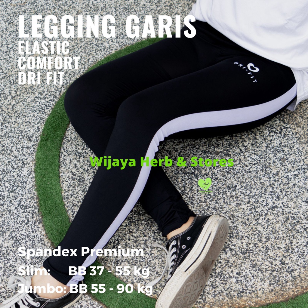 [Sport ] Legging Senam Wanita Motif Garis / Celana Ketat Olahraga / Celana Legging Panjang Wanita