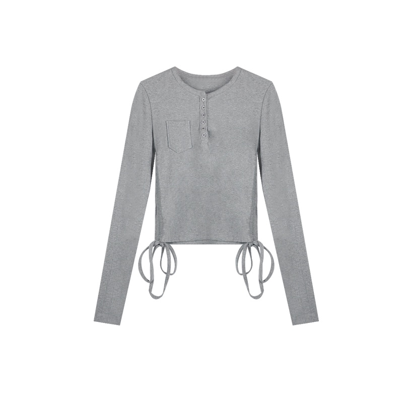 Red Keinginan murni angin lengan panjang T-shirt wanita musim semi hot gadis rasa desain ceruk ceruk slim chic bottoming shirt top