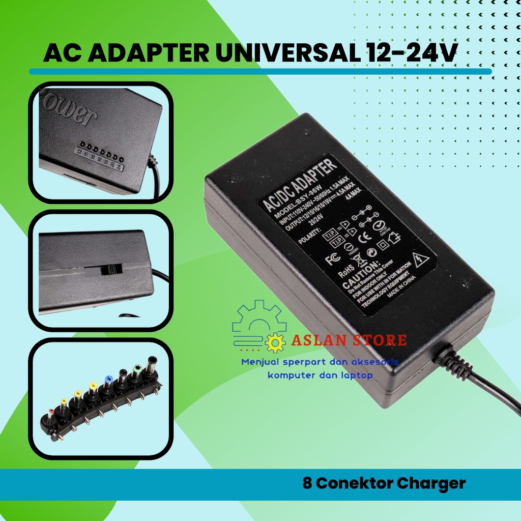 ADAPTOR UNIVERSAL MULTI 12V -24V 4,2A MURAH UNIVERSAL ADAPTER 90 Waat 90w 90W multi adapter