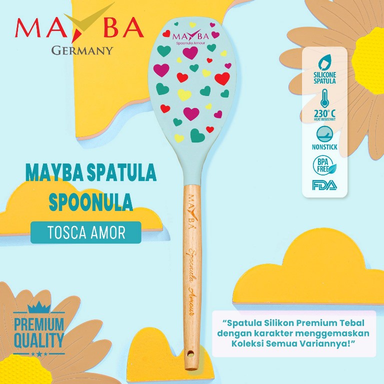 CENTONG SODET Silicone Mayba Warna Tosca (karakter Amor) Sendok masak sodet silikon/ shovel silicon spoonula