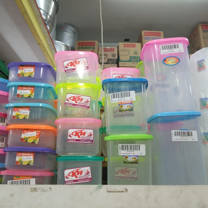 Toples Plastik Segi Kotak Kecil Murah Toples Sealware Segi Plastik