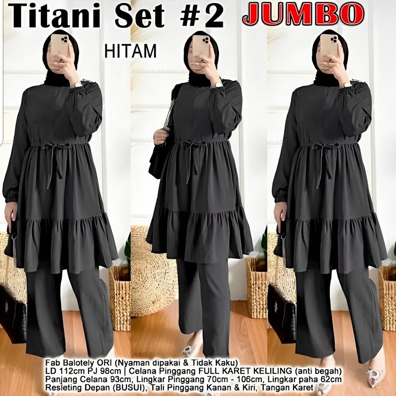 Ramdan Collection - Titani One Set Tunik Wanita Kekinian Jumbo Ld 115 XXXL 3XL Korean Style Hijab Fashion Muslim Kekinian Baju Setelan Wanita Terbaru 2023 Import