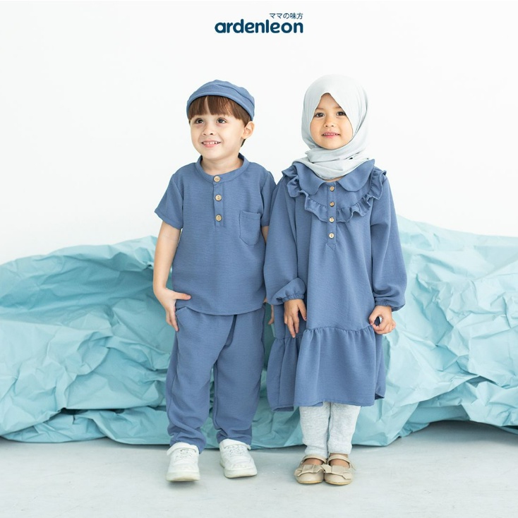 Ardenleon Girl Raya Dress 1-8 Tahun Tunik Ruffle Lebaran / Pakaian Muslim Anak Perempuan CBKS