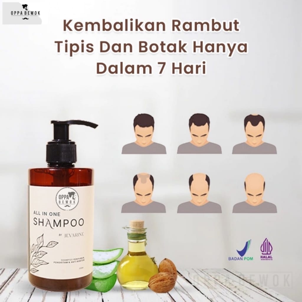 [ ORIGINAL PRODUCT ] SHAMPOO JEVARINE ALL IN ONE TERBARU ( Penumbuh rambut ,Menghilangkan ketombe , Pelebat rambut )