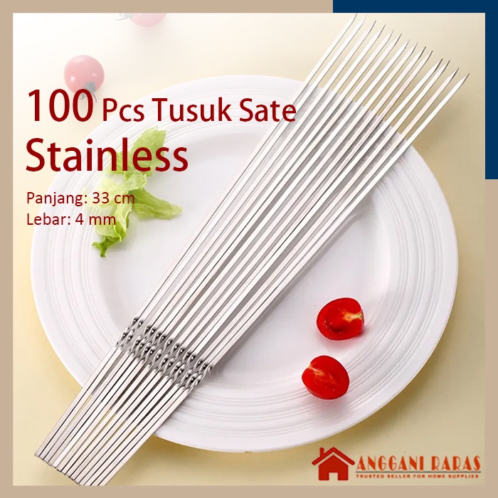 Tusukan Sate Stainless Tusuk Sate Tempura Sosis Seafood Frozen Barbekyu 100pcs