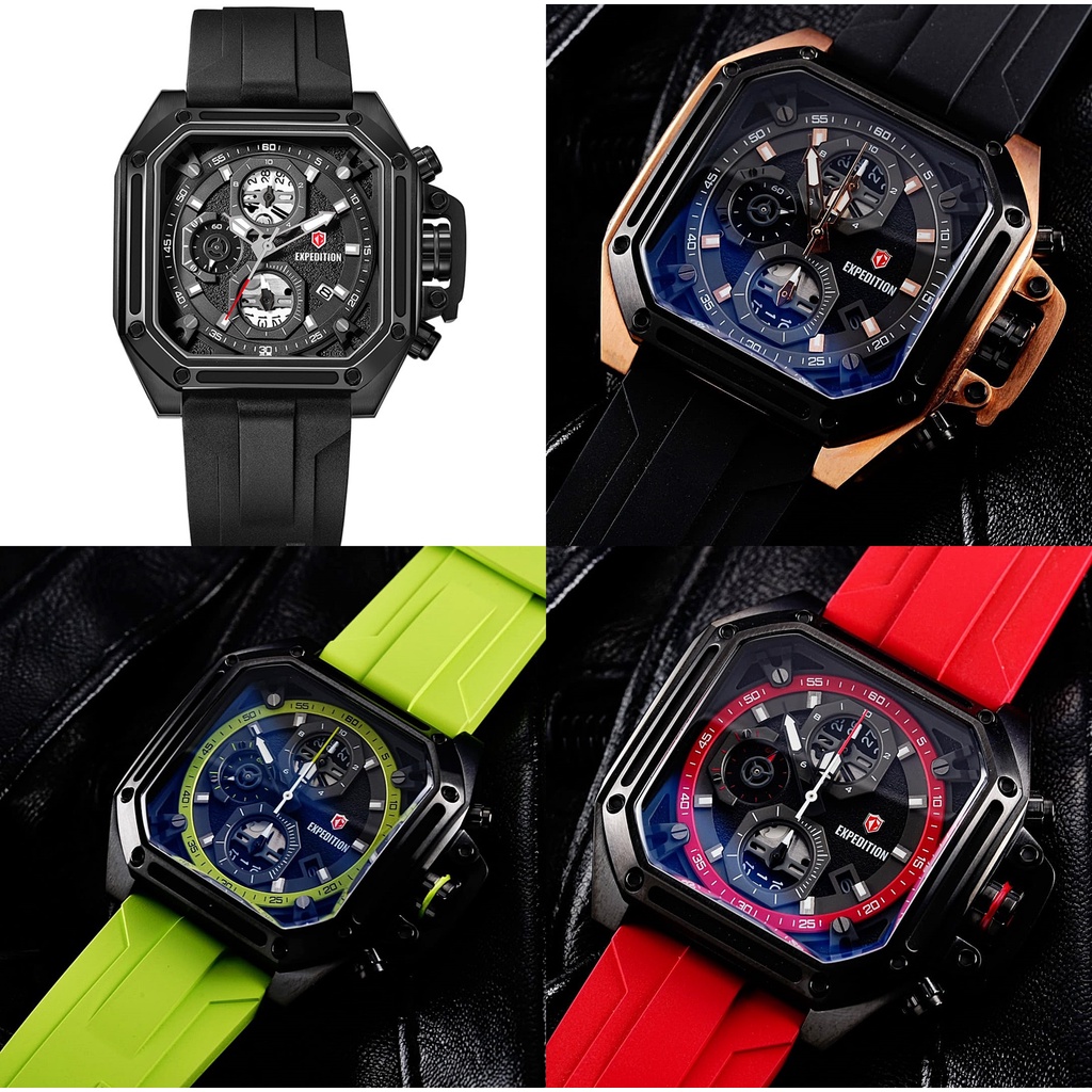 Jam Tangan Pria Expedition E6812 6812 Chronograph Rubber Original