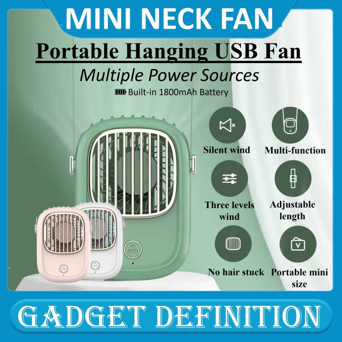 PORTABLE PREMIUM MINI SPORT NECK FAN (KIPAS ANGIN LEHER KALUNG)