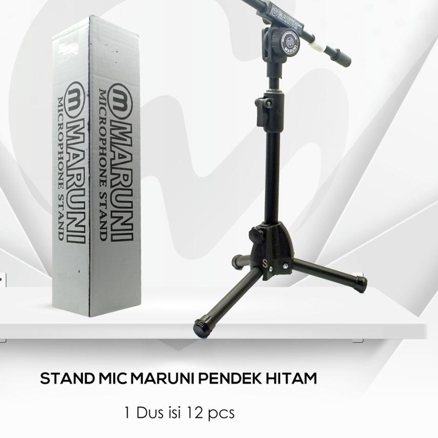✹ Stand Mic Maruni Pendek / Tiang Mic Pendek Hitam FREE HOLDER ✹