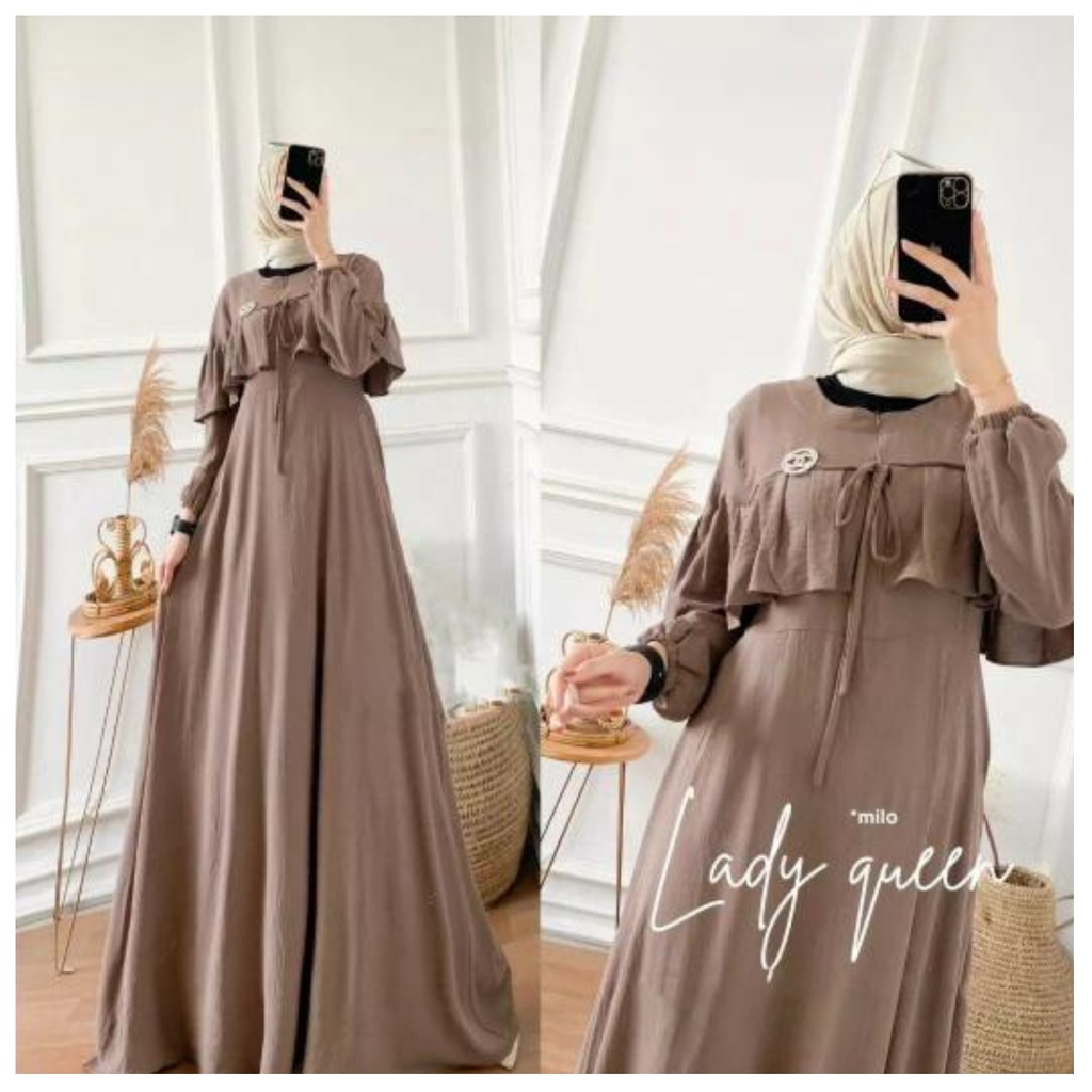 lady gamis terbaru dress muslimah crinkle kekinian baju lebaran wanit muslim