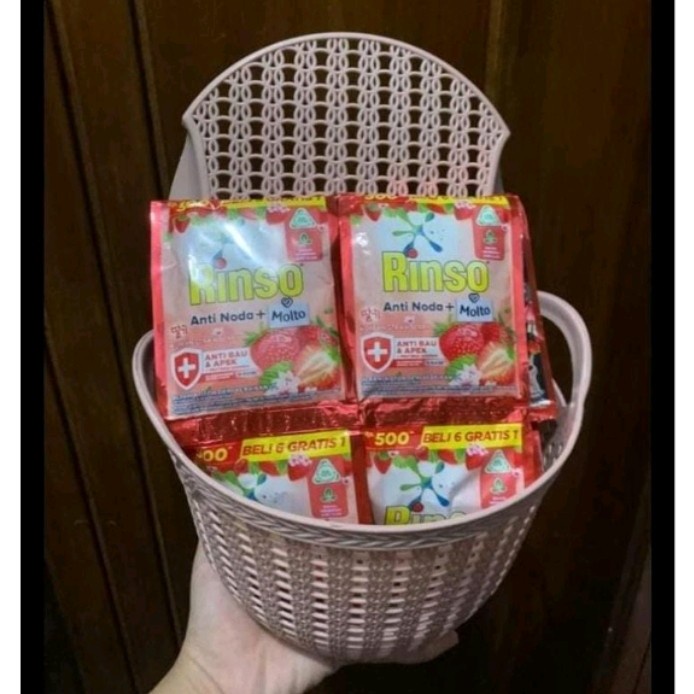 Paket Rinso sachet cair isi 42pc + keranjang cantik