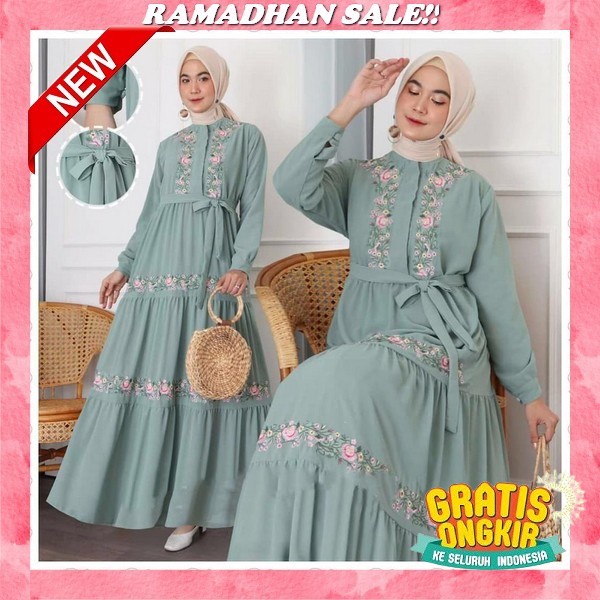 Gamis Crinkle Gz0436 Choco / Gamis Pink/ Gamis Motif Bunga Kecil/ Gamis Remaja/ Gamis Jumbo [ E.F ] 