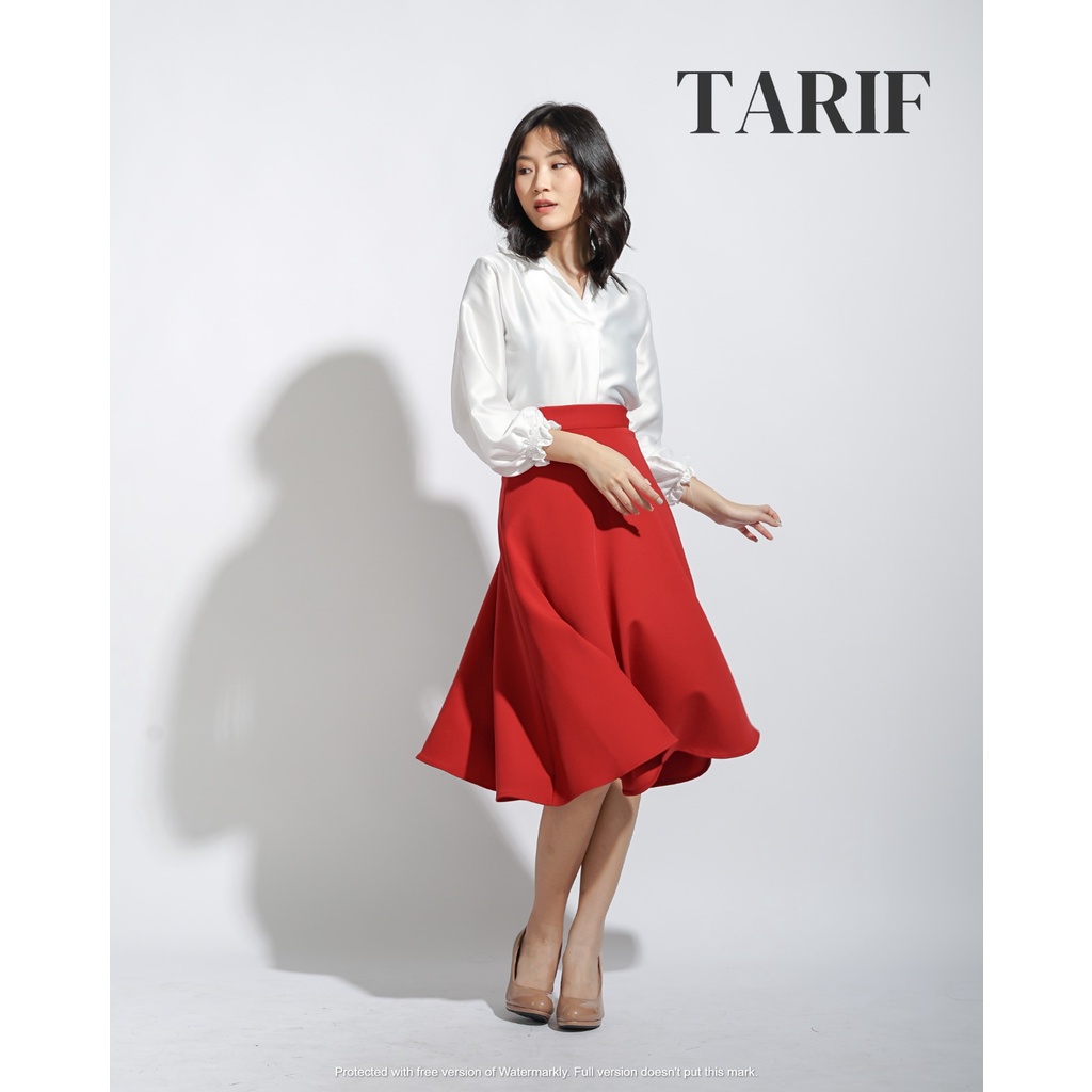 Natasya Midi Flare Skirt By TARIF - Rok High Waist 3/4