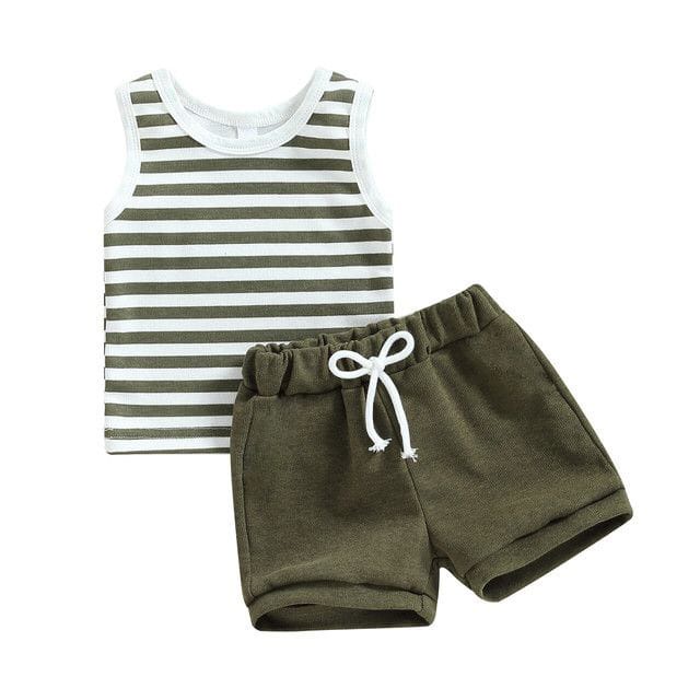 SET ANAK GARIS UNISEX PREMIUM / SET ANAK STRIPE / SINGLET ANAK SET STRIPE