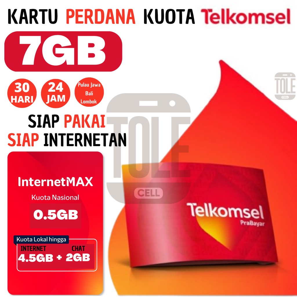 Kartu Perdana Simpati Red 0k Nomor Telkomsel Prabayar Simcard 4G Nasional