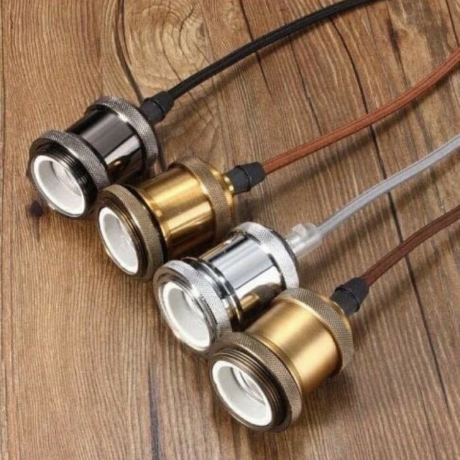 Fitting lampu gantung hias vintage clasic alumunium E27 edison