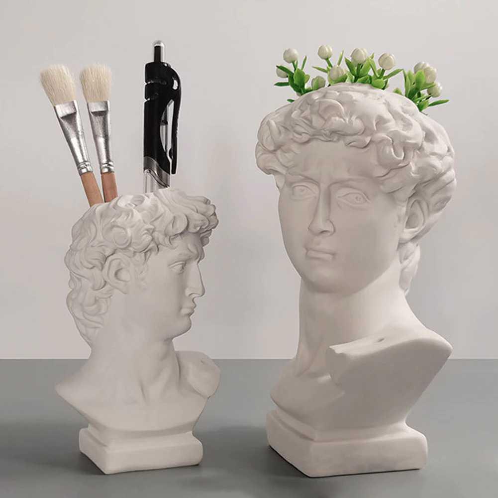 Properti Dekorasi Foto Produk Romawi David Sculpture Head - MC-3 - White