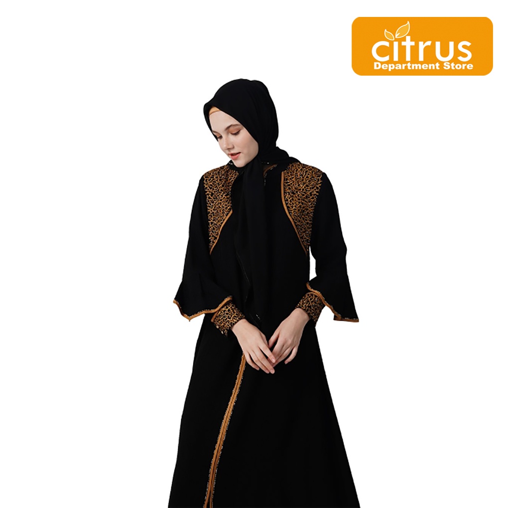 Hikmat A6623 Abaya Wanita White & Black